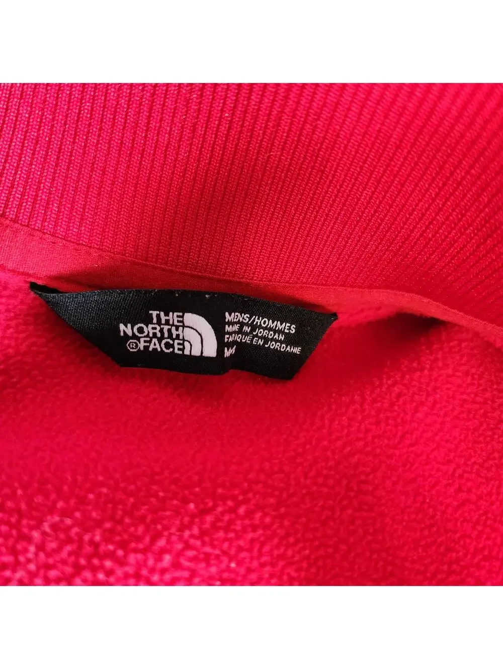 Flawless North Face Tech Mens Red zip jacket with flag patch on arm M